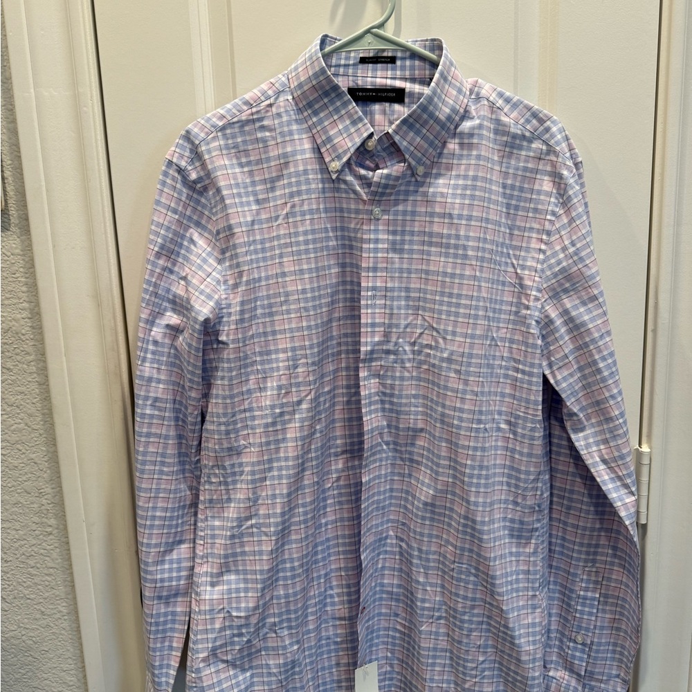 Tommy Hilfiger Blue and Pink Plaid Shirt